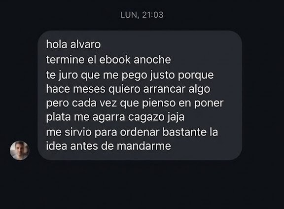 Mensaje de una persona que compró la guía